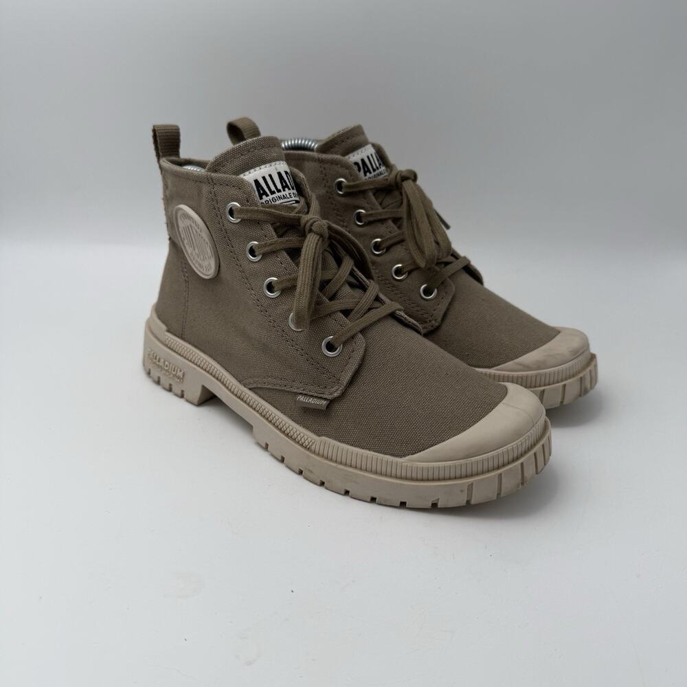 PALLADIUM PAMPA FREE CANVAS WOMENS SIZE 5 SNEAKER BOOTIES KHAKI TAN BOOTS HIKING
